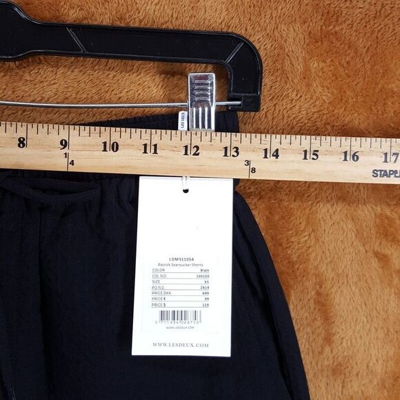 LES DEUX Shorts Mens XS Black Pull On Drawstring PATRICK Seersucker - Picture 6 of 9
